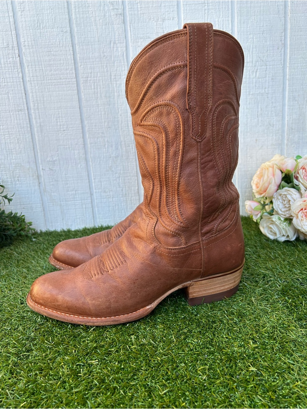 Tecovas Brown Cartwright Round-Toe Cowboy Boots men size 8.5D gently used - Picture 13 of 16